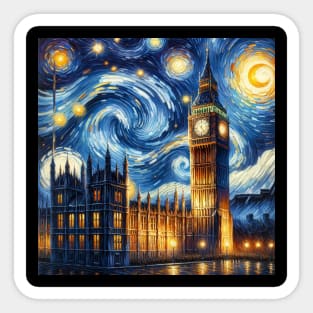 Big Ben Tower Starry Night - Beautiful Iconic Places Sticker